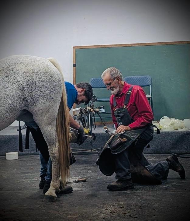 Rafael Forteza durante una práctica de herraje junto al doctor Ric Redden